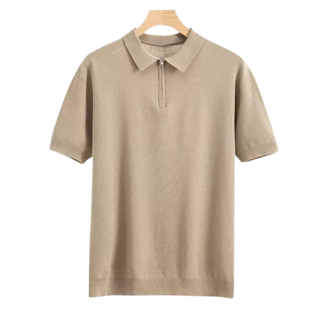 Men's Zip Up Polo Shirt - Soft Cotton Blend - Casual Wear - Available in Multiple Colors