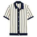 Knitted Button-Up Shirt for Men - Casual Cotton Blend Top