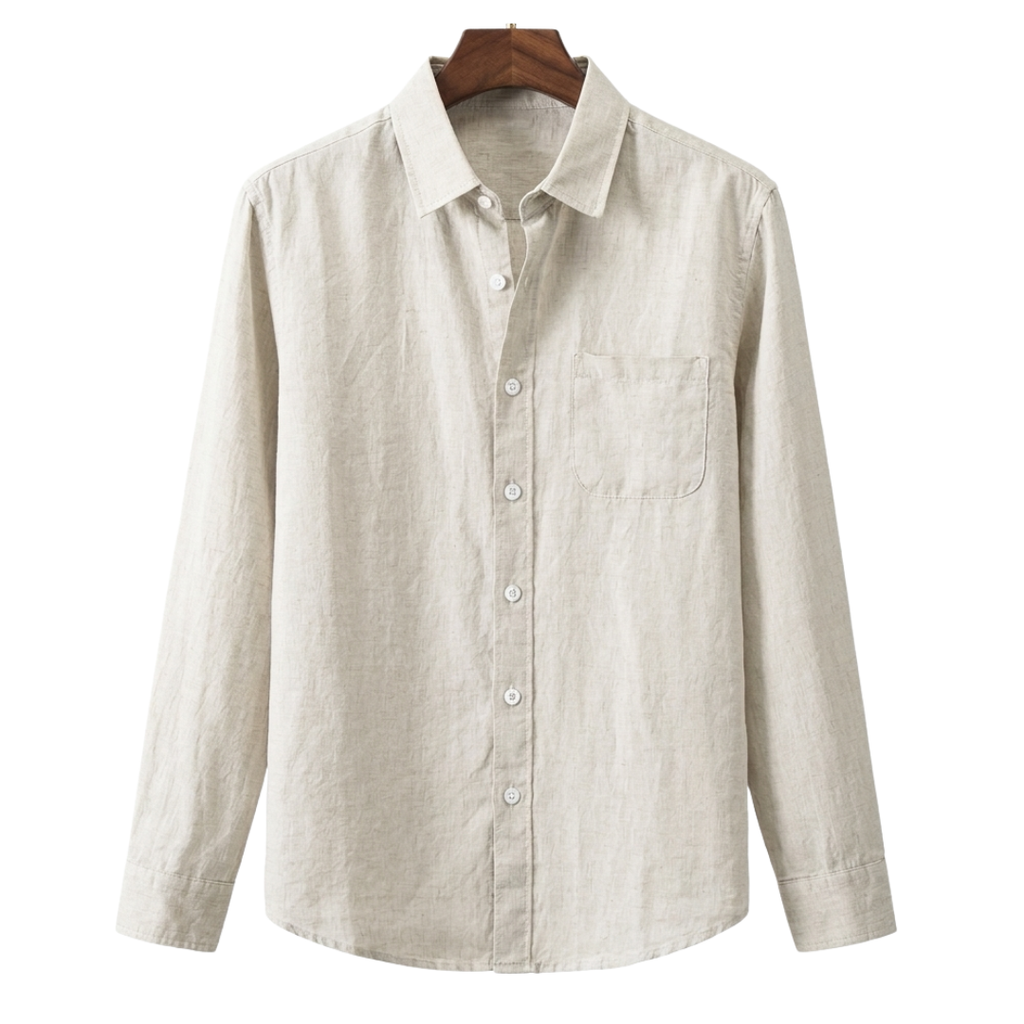 Linen Shirt for Men - Casual Short Sleeve Summer Top in Light Color