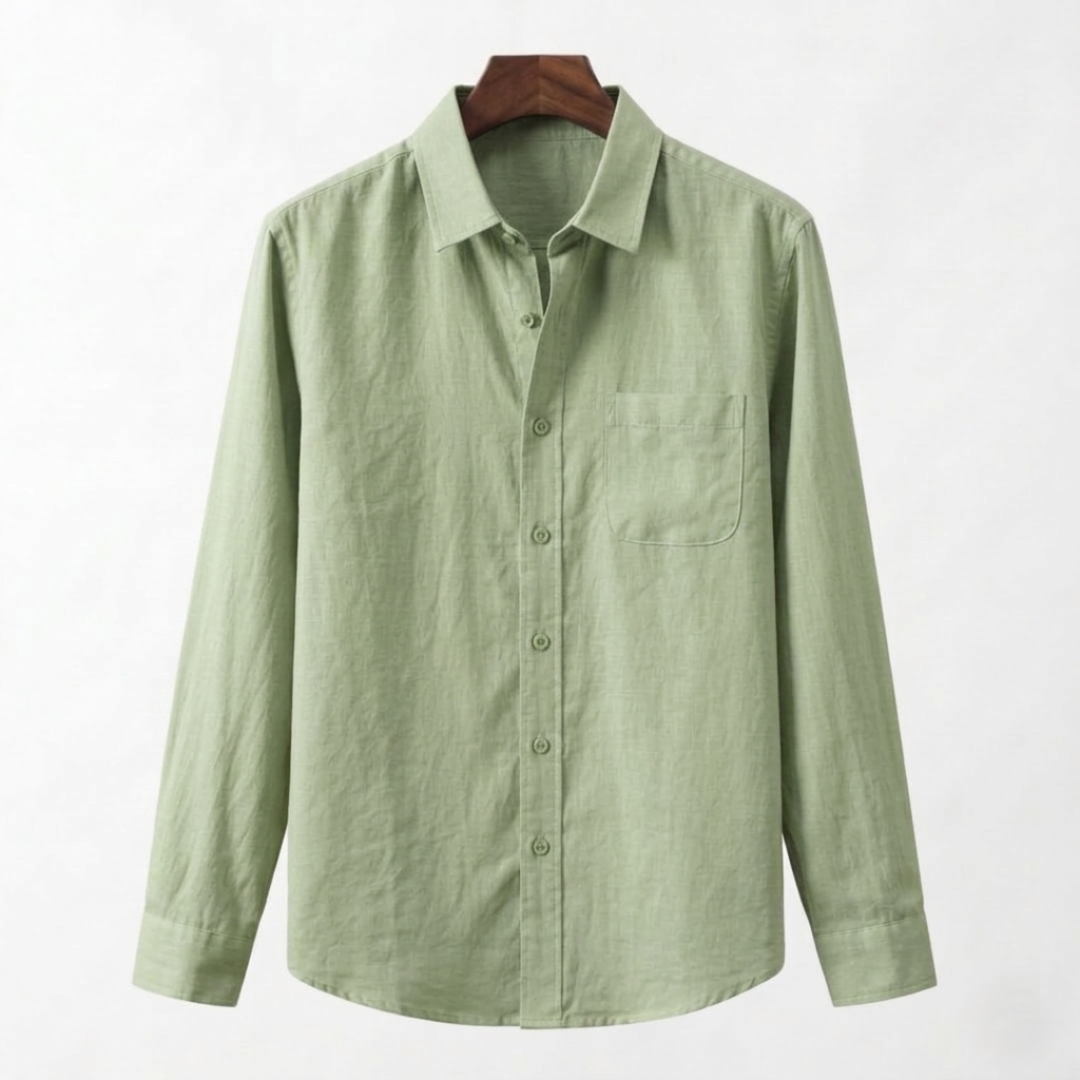 Linen Shirt for Men - Casual Short Sleeve Summer Top in Light Color