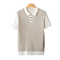Vertical Striped Polo Shirt for Men - Comfortable Cotton Casual Wear