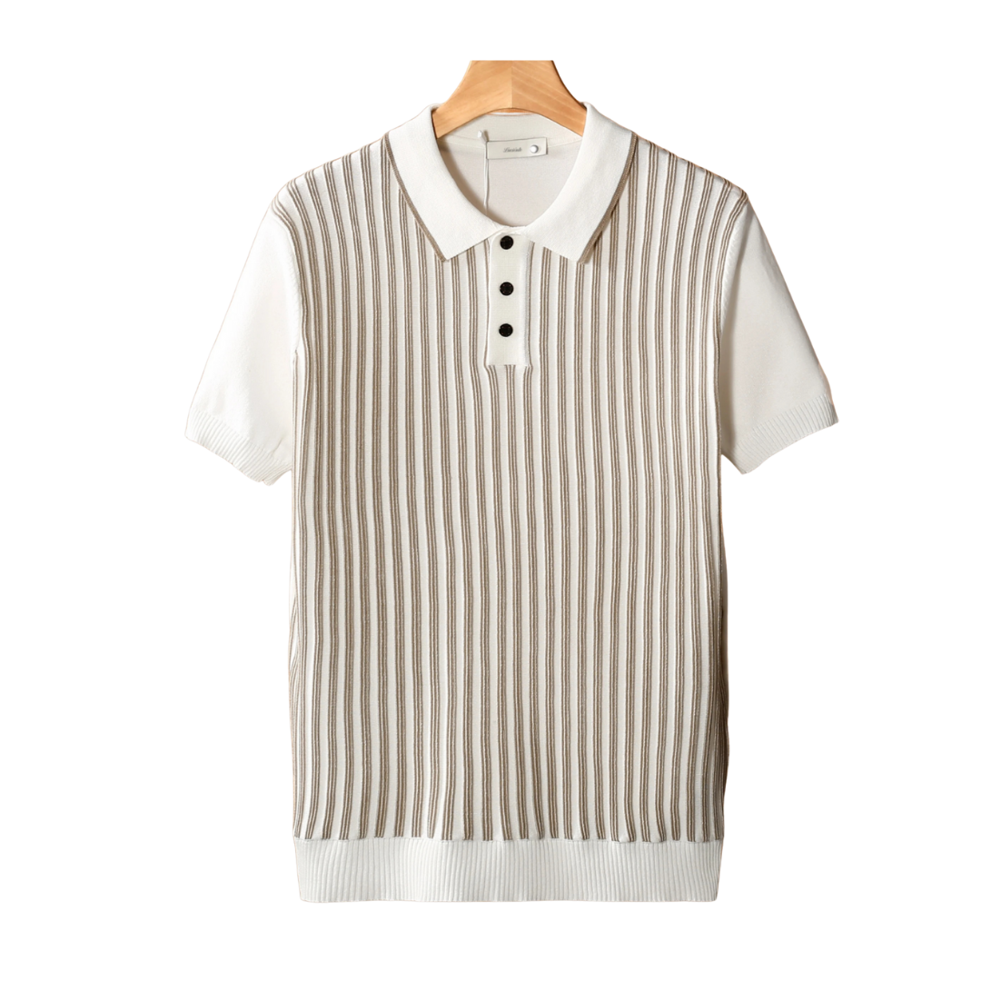 Vertical Striped Polo Shirt for Men - Comfortable Cotton Casual Wear
