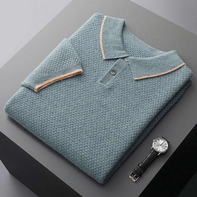 Classic Cotton Polo Shirt for Men - Casual Wear, Mykonos-Inspired Design
