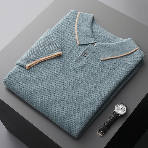Classic Cotton Polo Shirt for Men - Casual Wear, Mykonos-Inspired Design
