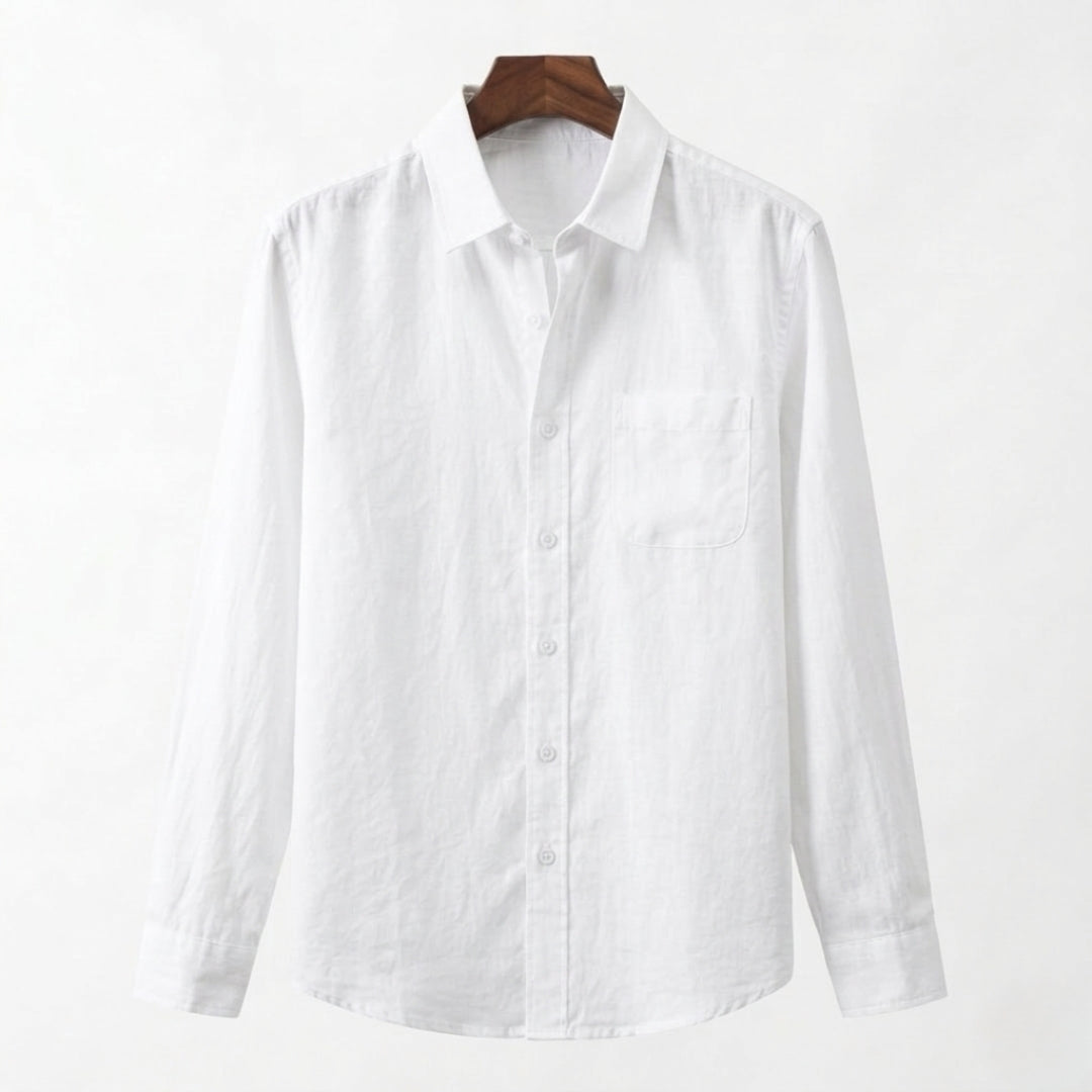 Linen Shirt for Men - Casual Short Sleeve Summer Top in Light Color