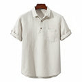 Linen Polo Shirt for Men - Casual Short Sleeve Top for Summer Wear