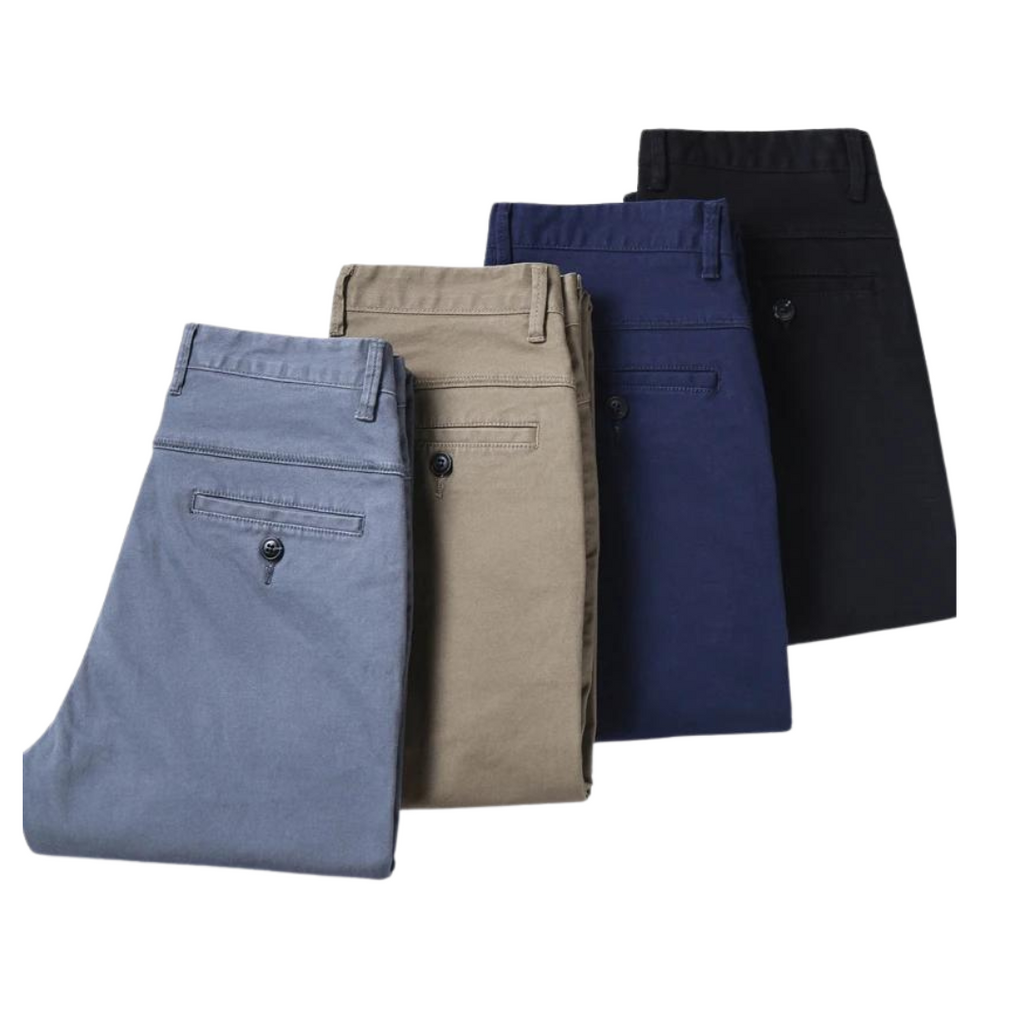 Slim Straight Chino Pants for Men - Comfortable Cotton Casual Trousers