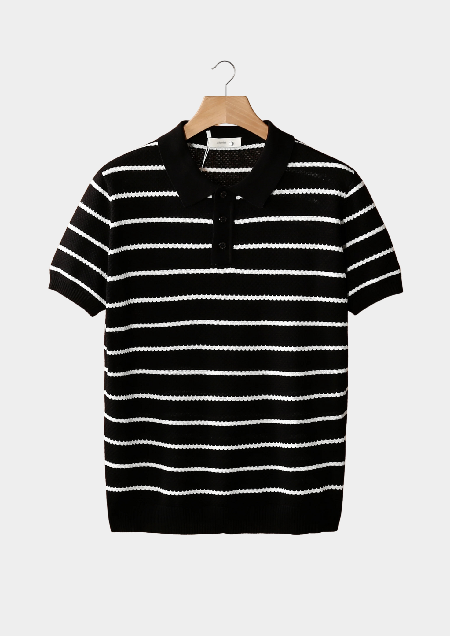 Striped Textured Polo Shirt with Buttons for Casual Wear