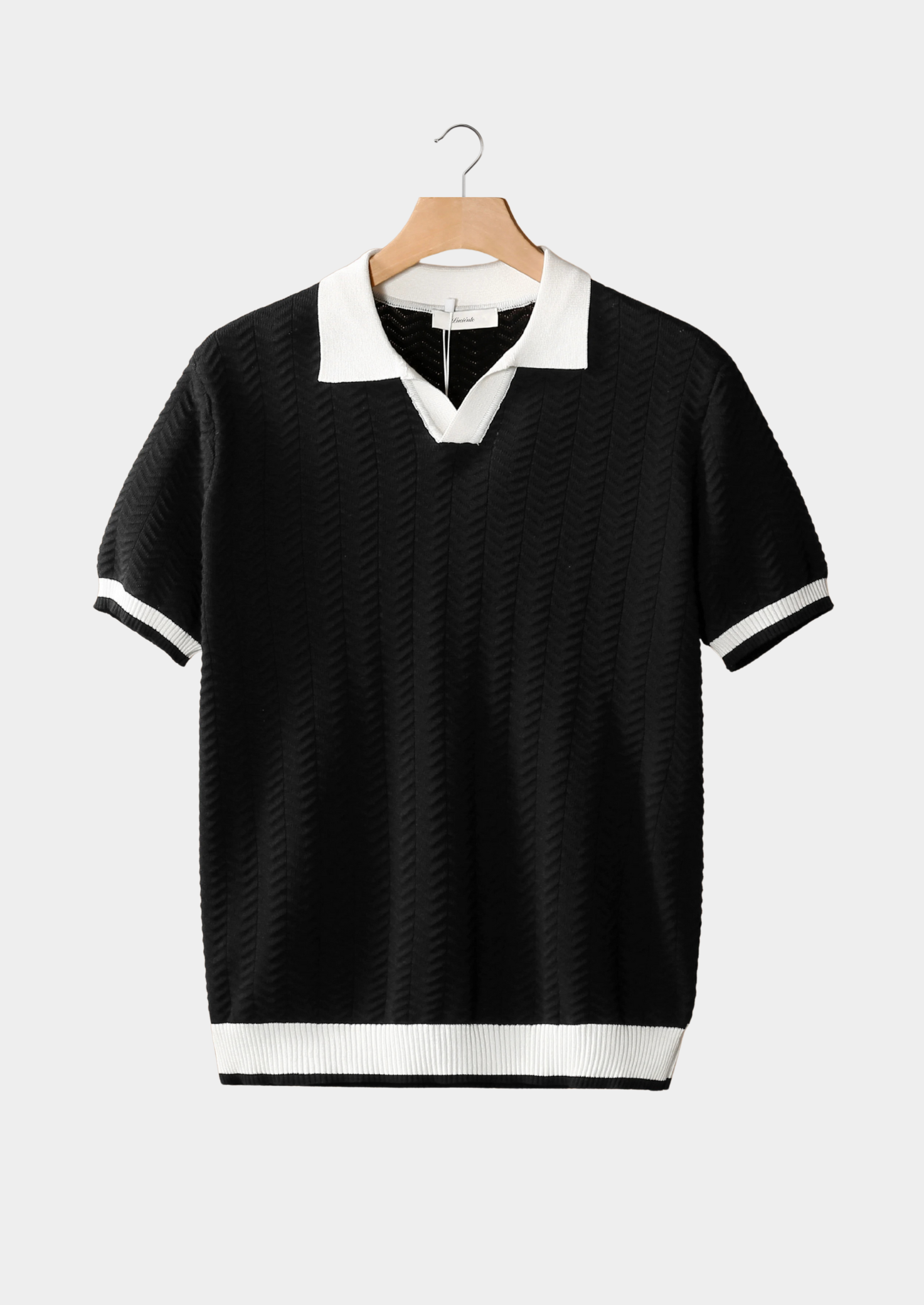 Contrast Textured Polo Shirt for Men - Casual Wear, Short Sleeve, Lightweight