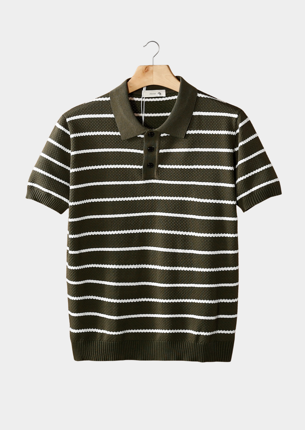 Striped Textured Polo Shirt with Buttons for Casual Wear