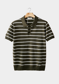 Striped Textured Polo Shirt with Buttons for Casual Wear