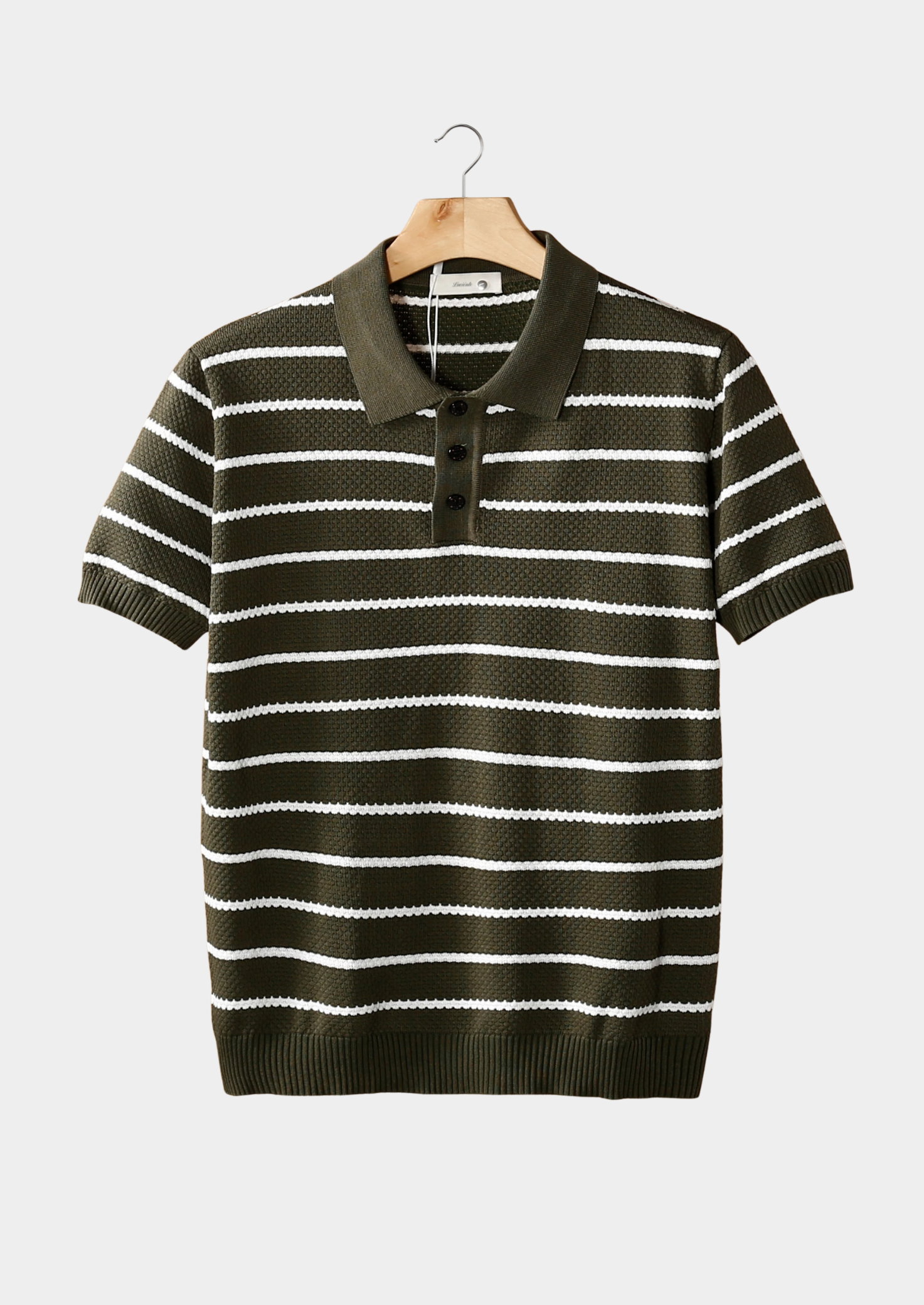 Striped Textured Polo Shirt with Buttons for Casual Wear