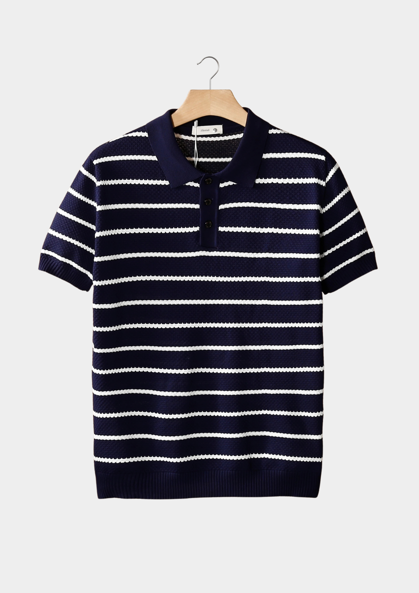 Striped Textured Polo Shirt with Buttons for Casual Wear