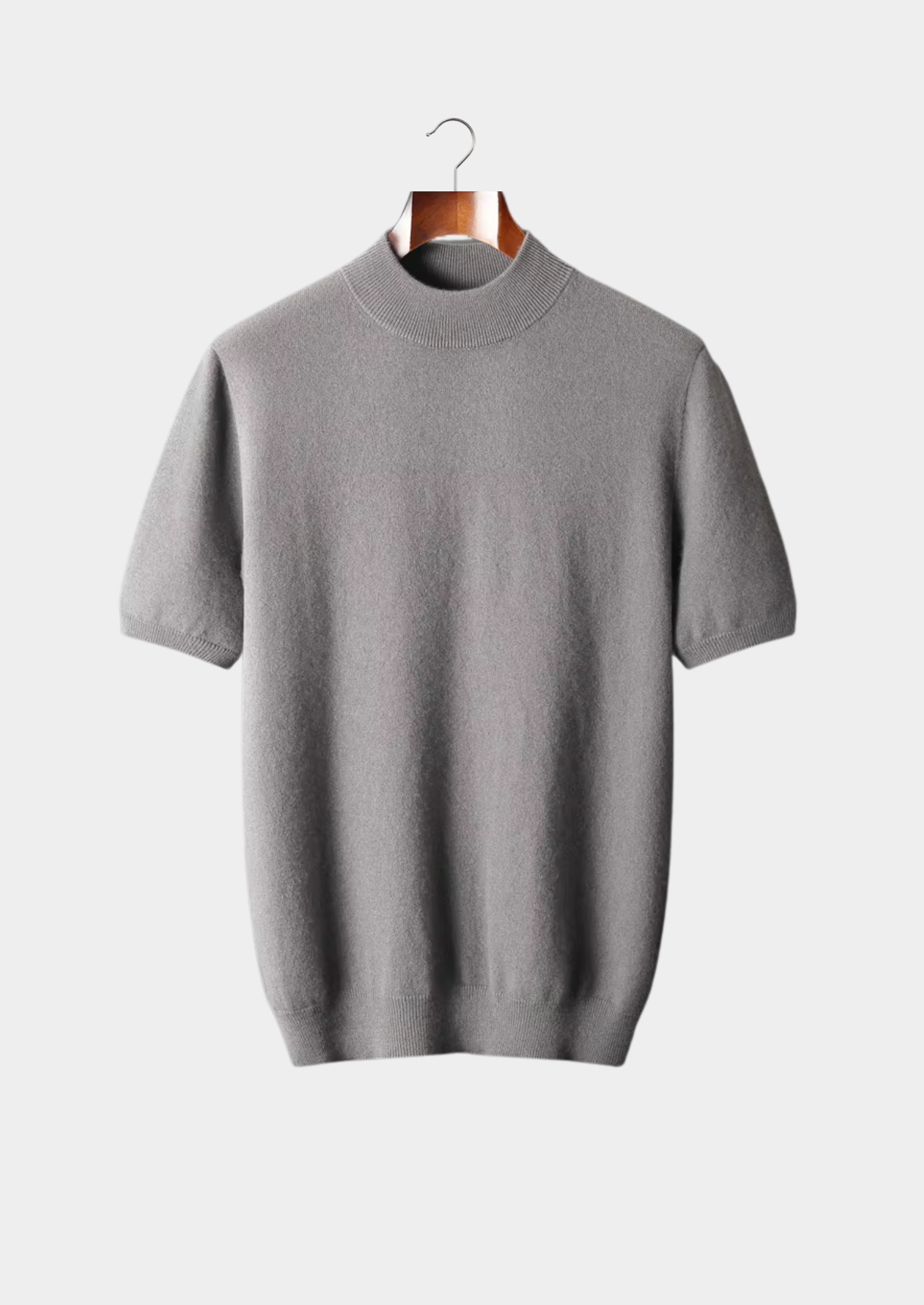Cashmere Mock Neck T-Shirt for Women - Soft 100% Cashmere Fabric