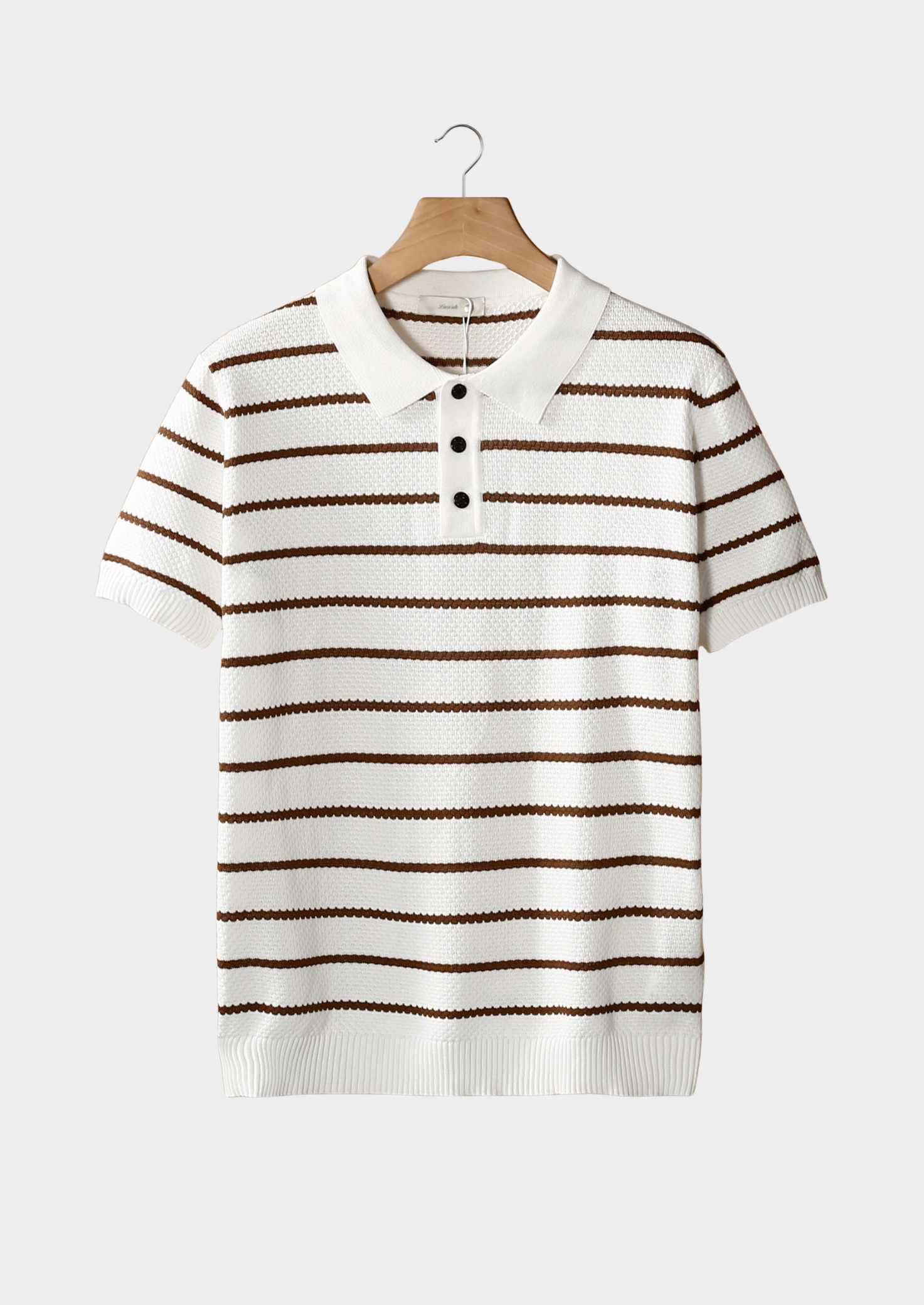 Striped Textured Polo Shirt with Buttons for Casual Wear