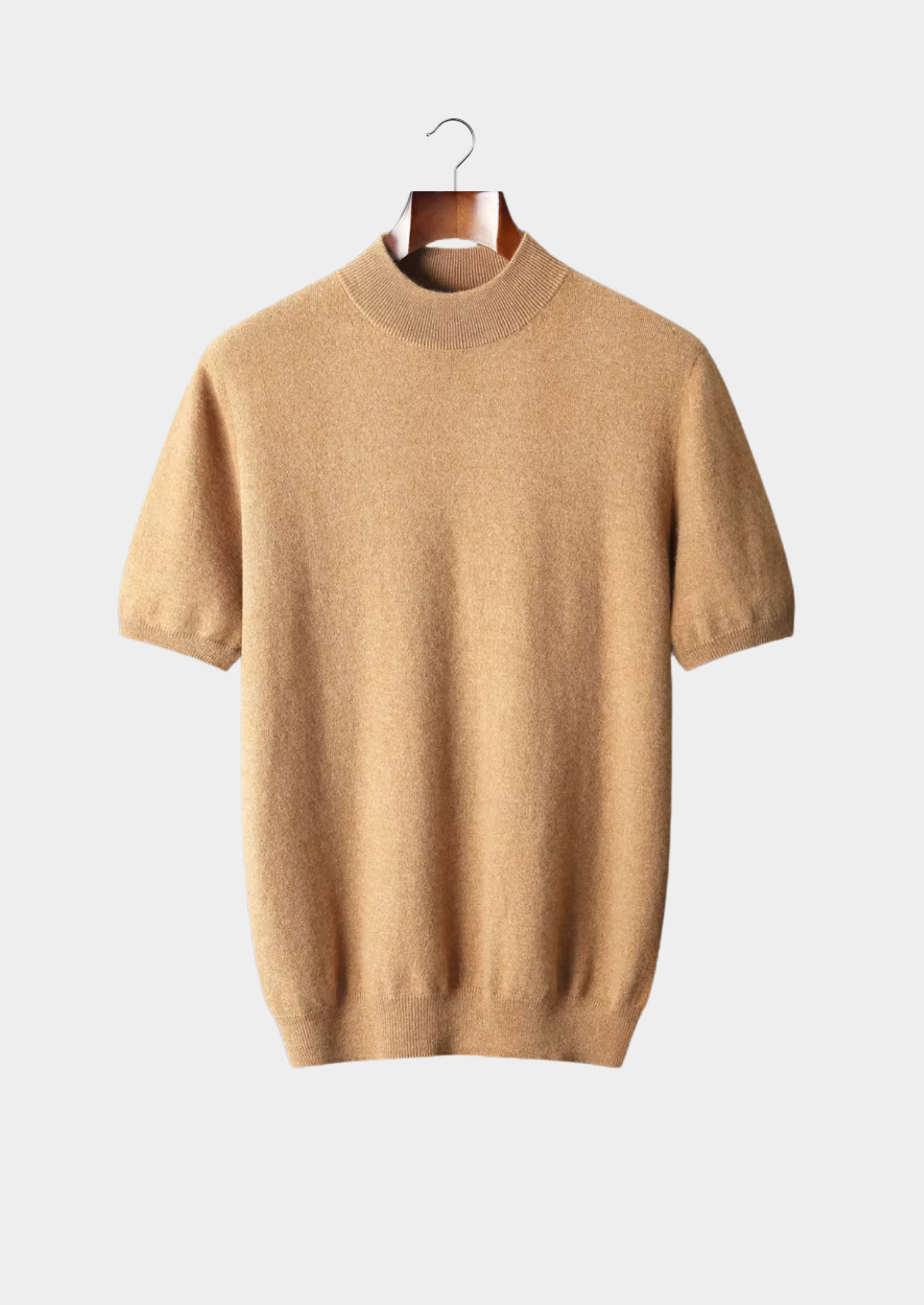 Cashmere Mock Neck T-Shirt for Women - Soft 100% Cashmere Fabric