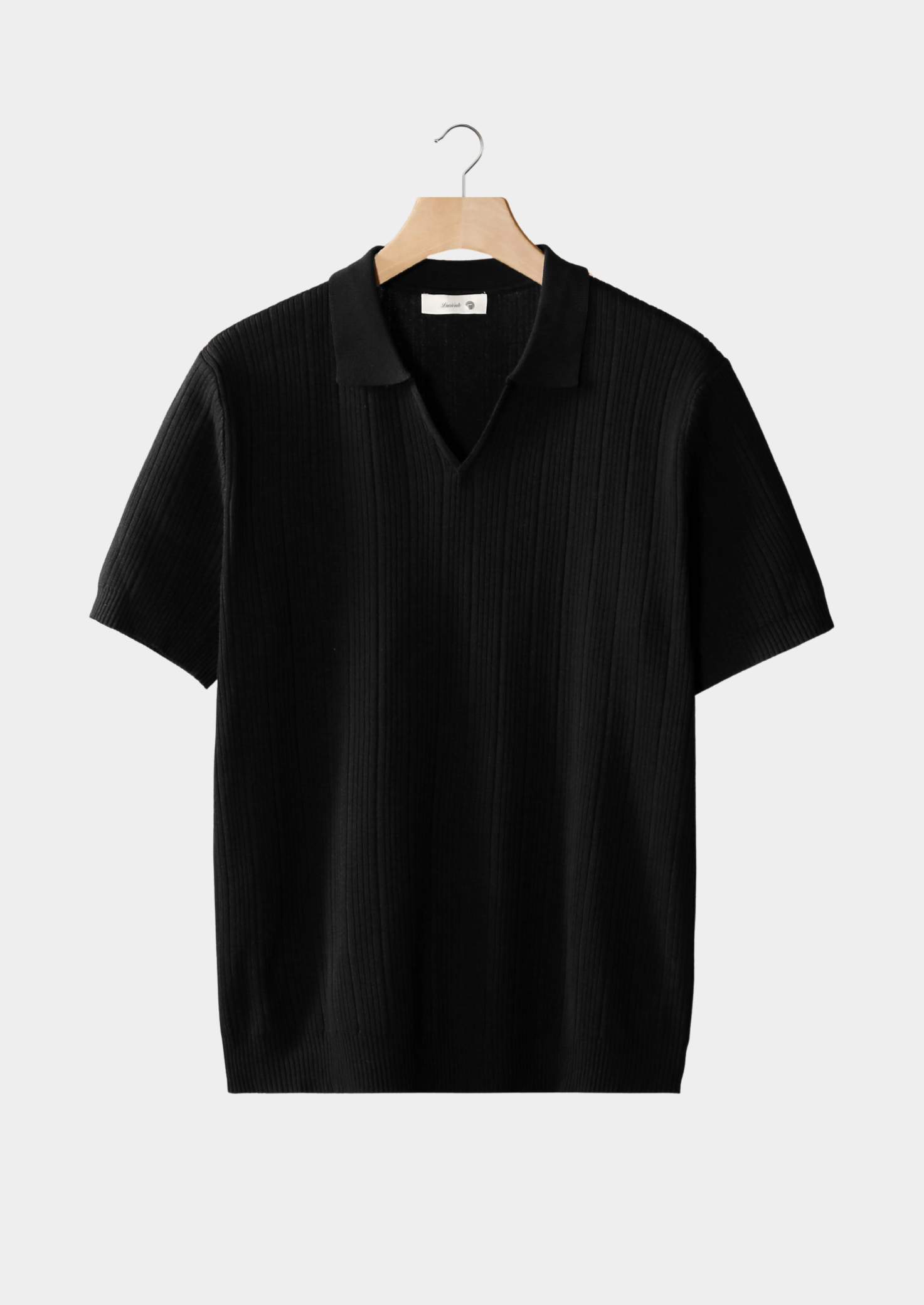 Ribbed Open Collar Polo Shirt for Men - Casual Wear, Lightweight Fabric