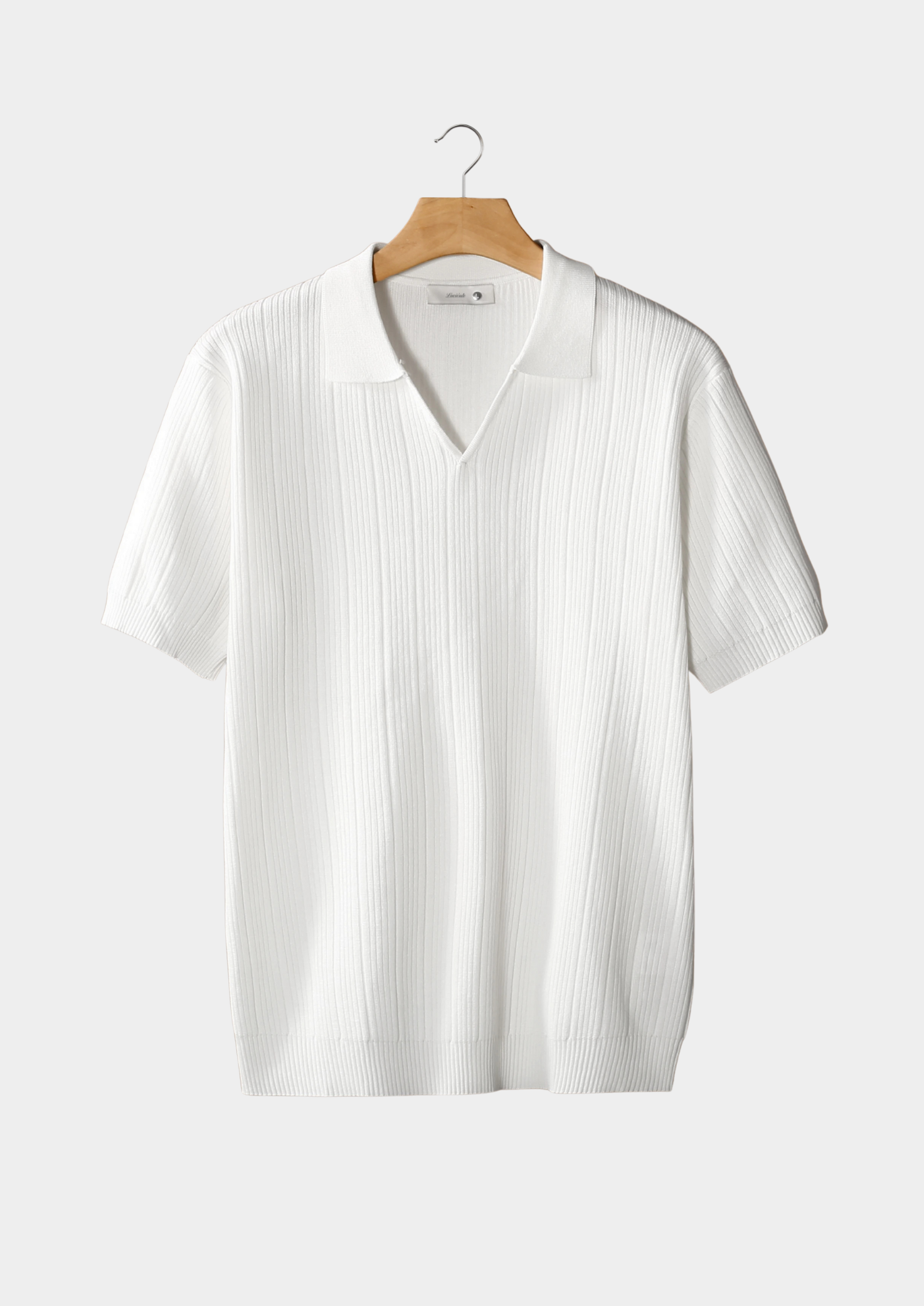 Ribbed Open Collar Polo Shirt for Men - Casual Wear, Lightweight Fabric