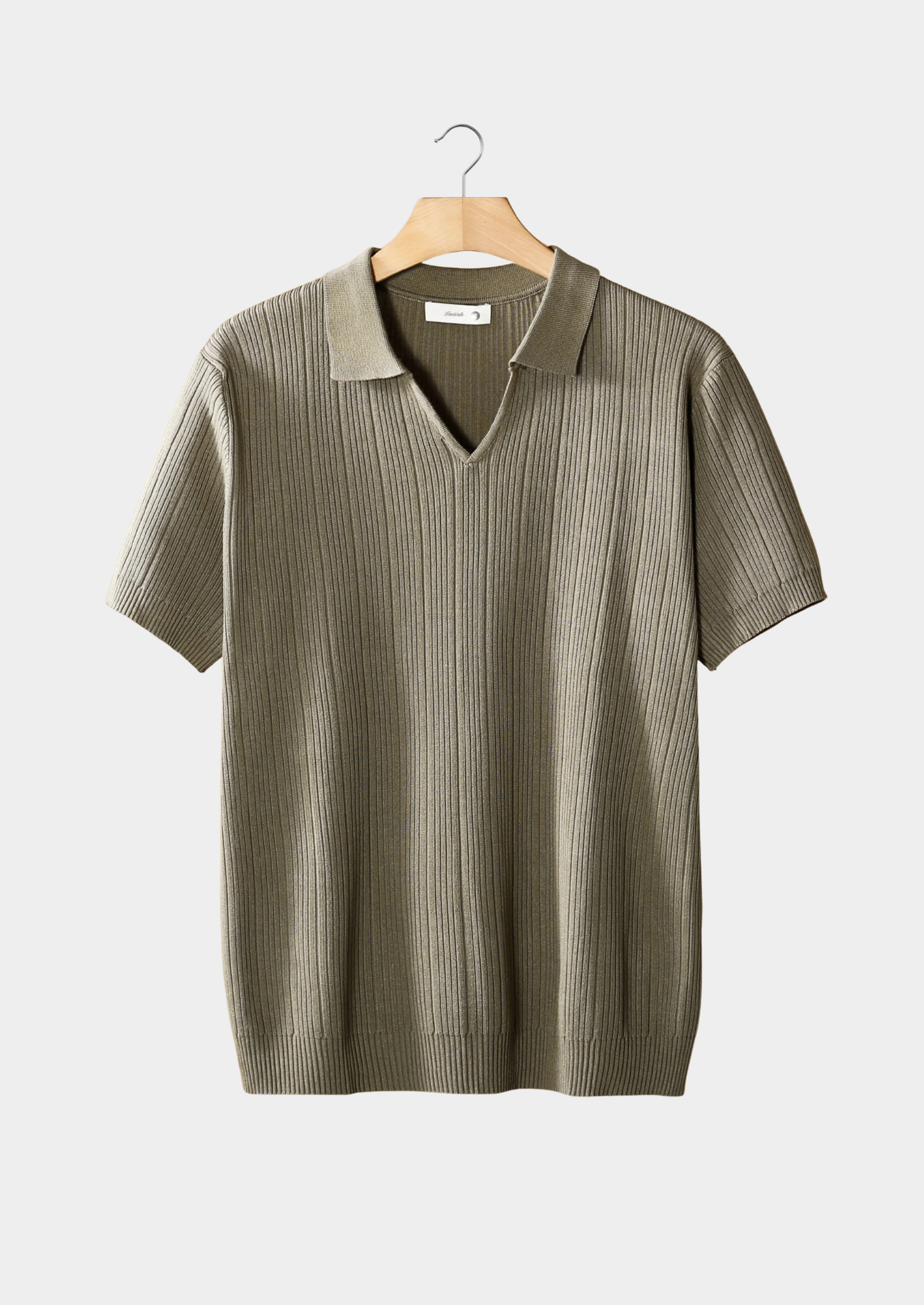 Ribbed Open Collar Polo Shirt for Men - Casual Wear, Lightweight Fabric
