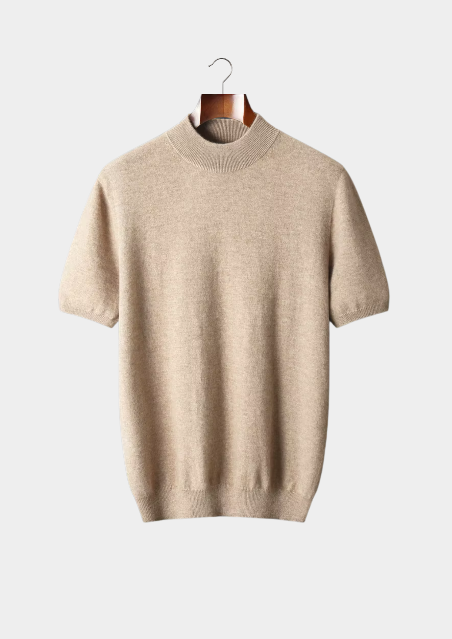 Cashmere Mock Neck T-Shirt for Women - Soft 100% Cashmere Fabric