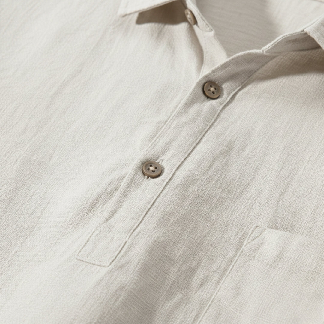 Linen Polo Shirt for Men - Casual Short Sleeve Top for Summer Wear