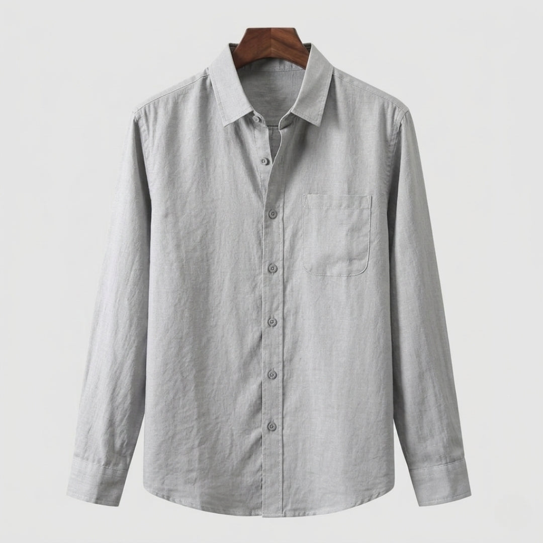 Linen Shirt for Men - Casual Short Sleeve Summer Top in Light Color