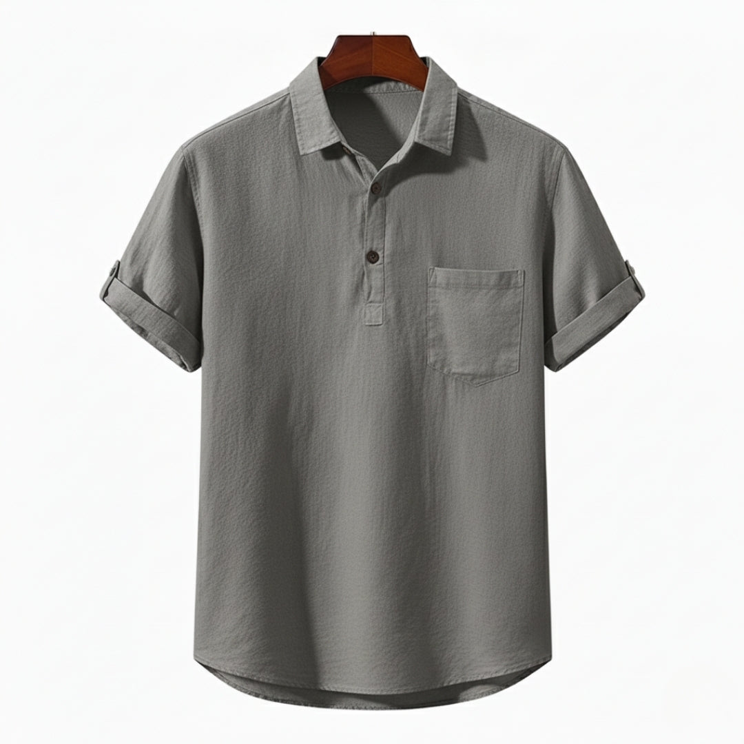 Linen Polo Shirt for Men - Casual Summer Style - Lightweight Breathable Fabric