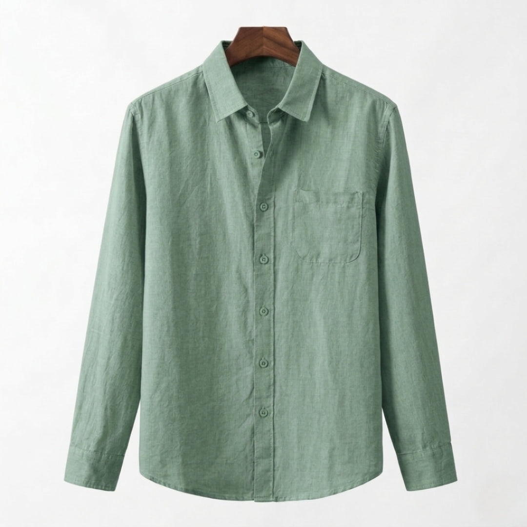 Linen Shirt for Men - Casual Short Sleeve Summer Top in Light Color