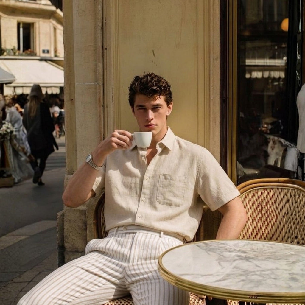 Linen Short Sleeve Shirt for Men - Casual Summer Wear in Lightweight Fabric