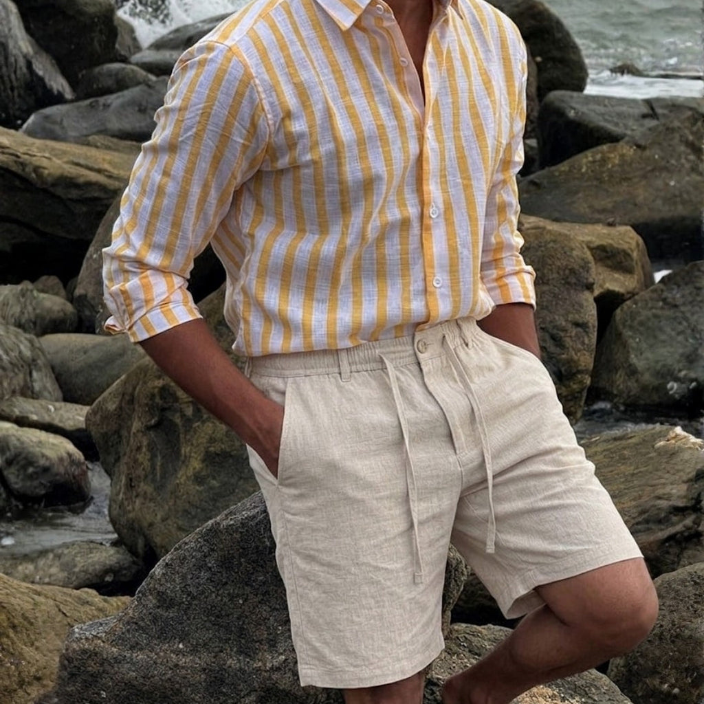Linen Casual Shorts for Men - Lightweight Summer Wear in Various Sizes