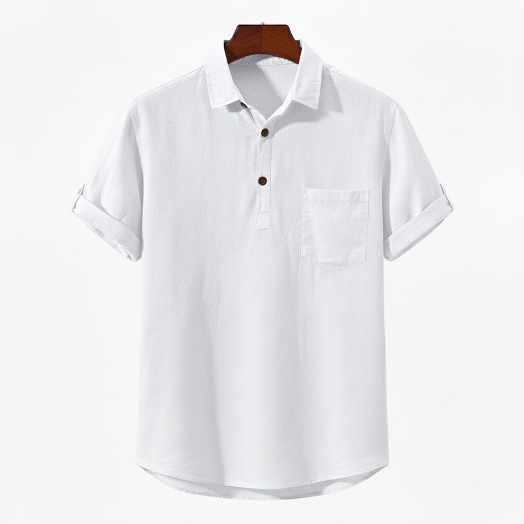 Linen Polo Shirt for Men - Casual Summer Style - Lightweight Breathable Fabric